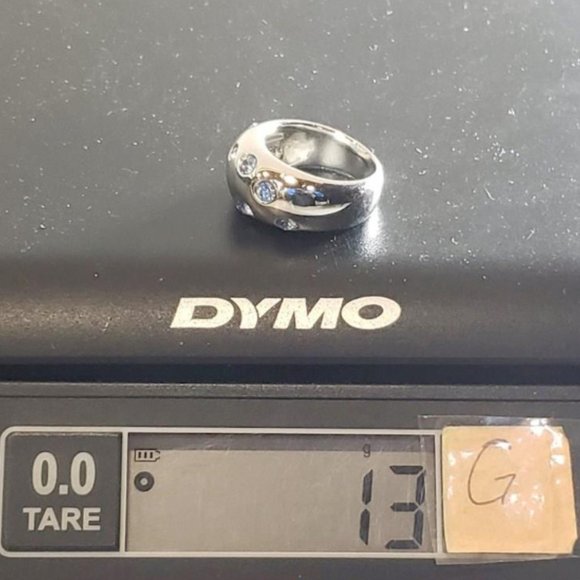 Pre-owned YSL YVES SAINT LAURENT Sterling Silver and Blue crystals ring.-7.5 - Picture 9 of 9